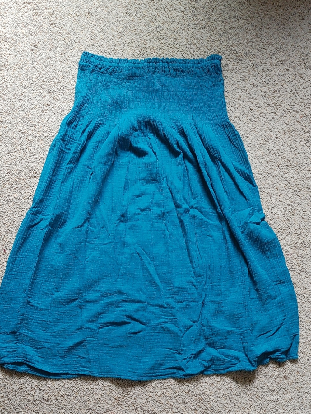 Time and Tru Teal Smocked Waist Midi Skirt